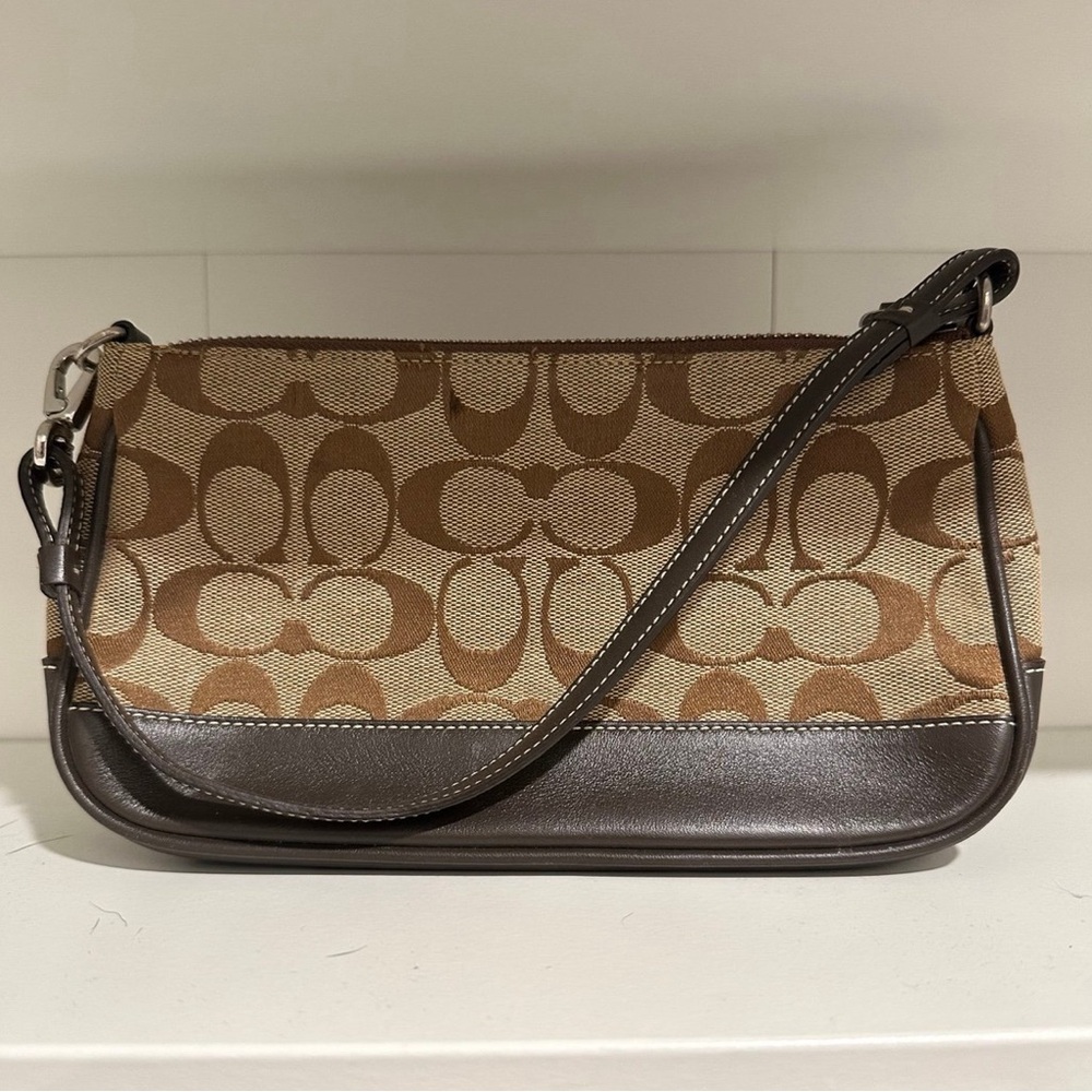 SOLD - Y2K Vintage Coach Tan and Brown Demi Mini Bag 6094